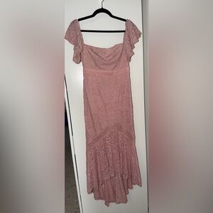 ASOS Dusty Pink Lace Midi Dress